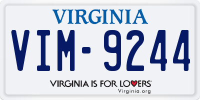 VA license plate VIM9244