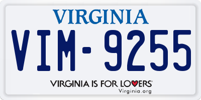 VA license plate VIM9255