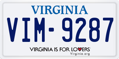 VA license plate VIM9287