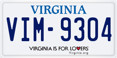VA license plate VIM9304