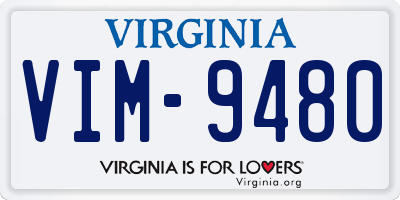 VA license plate VIM9480