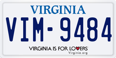 VA license plate VIM9484