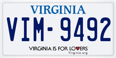 VA license plate VIM9492