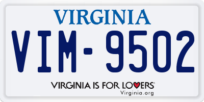 VA license plate VIM9502