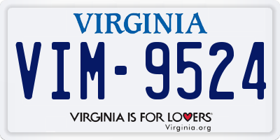 VA license plate VIM9524