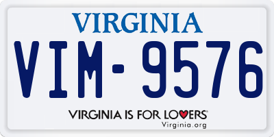 VA license plate VIM9576