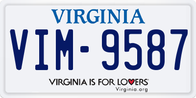 VA license plate VIM9587