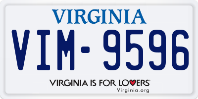 VA license plate VIM9596