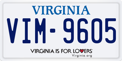 VA license plate VIM9605