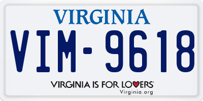 VA license plate VIM9618
