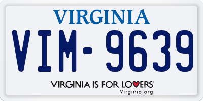 VA license plate VIM9639