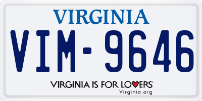 VA license plate VIM9646