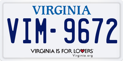 VA license plate VIM9672