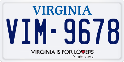 VA license plate VIM9678