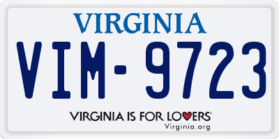 VA license plate VIM9723