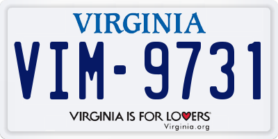 VA license plate VIM9731