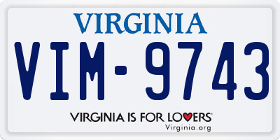 VA license plate VIM9743