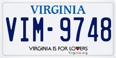 VA license plate VIM9748