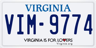 VA license plate VIM9774