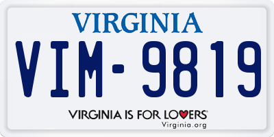 VA license plate VIM9819