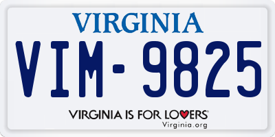 VA license plate VIM9825