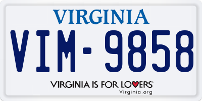 VA license plate VIM9858