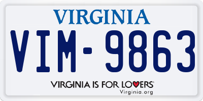 VA license plate VIM9863