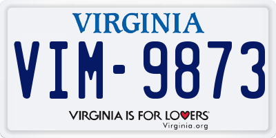 VA license plate VIM9873
