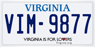 VA license plate VIM9877