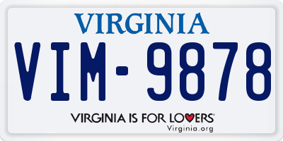 VA license plate VIM9878