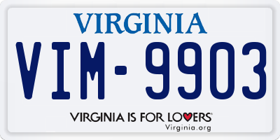 VA license plate VIM9903