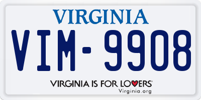VA license plate VIM9908