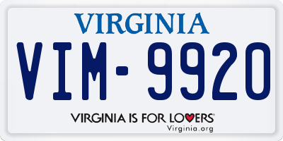 VA license plate VIM9920