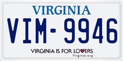 VA license plate VIM9946