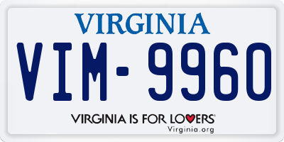 VA license plate VIM9960