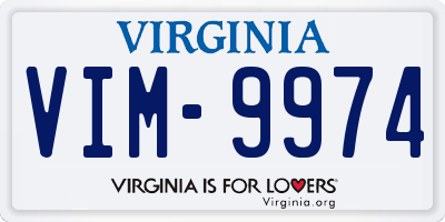 VA license plate VIM9974