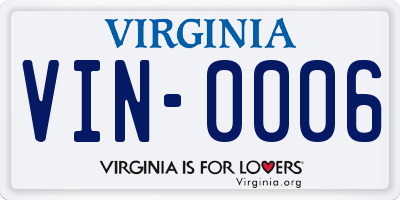 VA license plate VIN0006