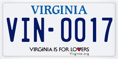VA license plate VIN0017
