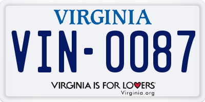 VA license plate VIN0087
