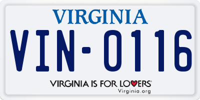 VA license plate VIN0116