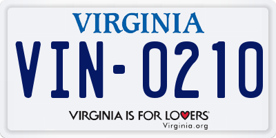 VA license plate VIN0210