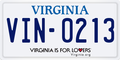 VA license plate VIN0213