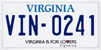 VA license plate VIN0241