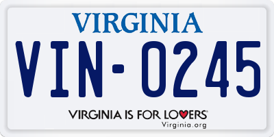 VA license plate VIN0245