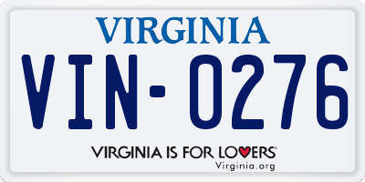 VA license plate VIN0276
