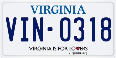 VA license plate VIN0318