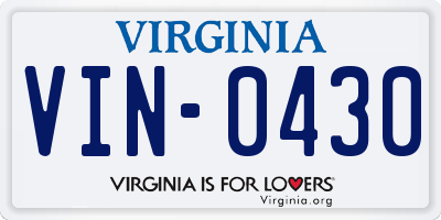 VA license plate VIN0430