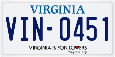 VA license plate VIN0451