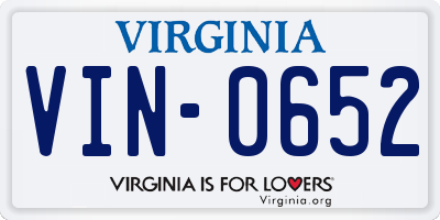 VA license plate VIN0652