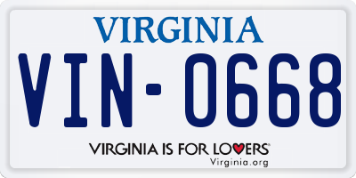 VA license plate VIN0668